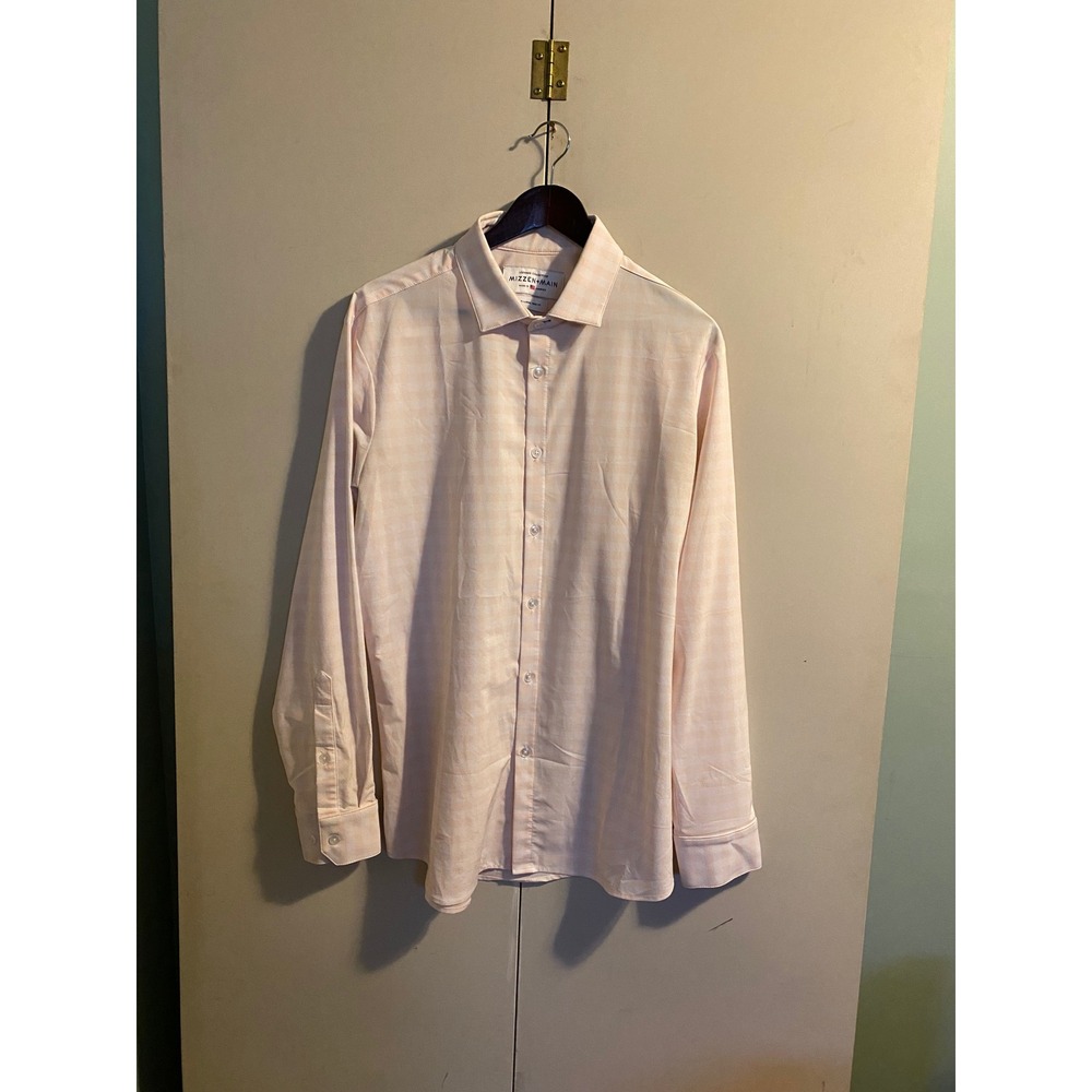 Mizzen+Main Button Down Mens XL Pink Excellent Gingham Trim Fit Leeward